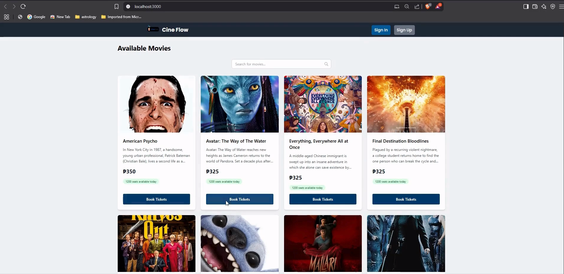 Cine Flow Website Preview